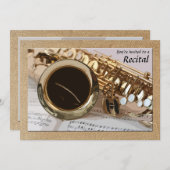 Saxophon und Notenmusik Einladung (Vorne/Hinten)