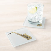 Saxophon-Untersetzer Glasuntersetzer (Schrägansicht)