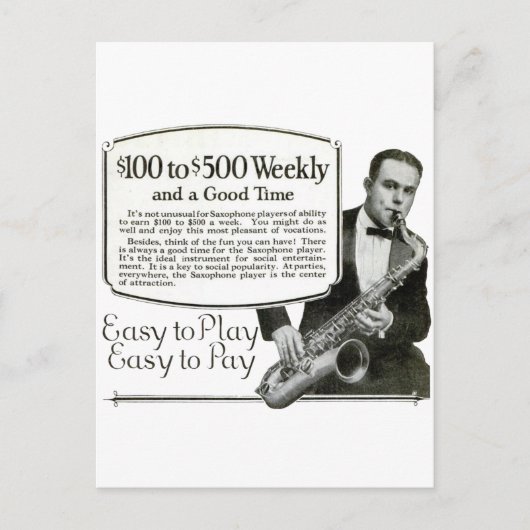 Saxophon Vintage Ad Postkarte (Vorderseite)