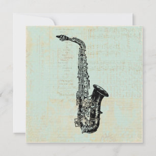 Saxophon Vintage Mintgrün Musik Kunst Einladung
