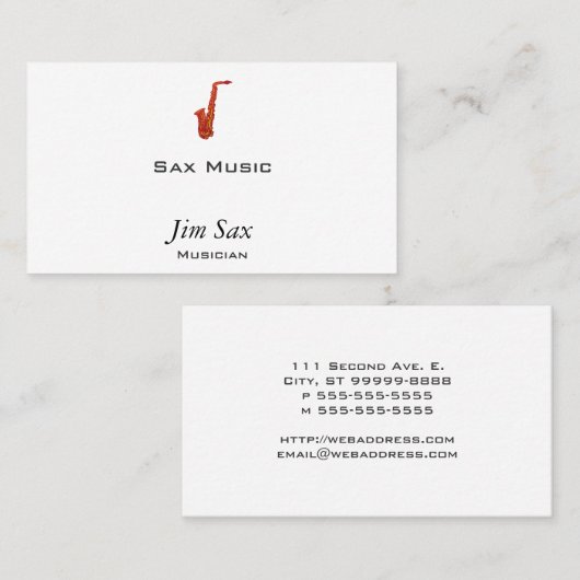 Saxophon Visitenkarte (Vorne/Hinten)