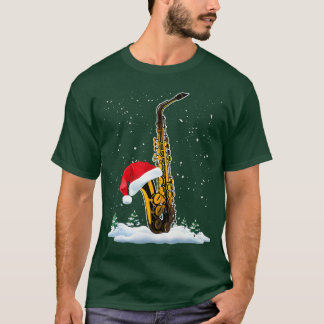 Saxophon Weihnachtsmann Hut Marschband Weihnachtsl T-Shirt