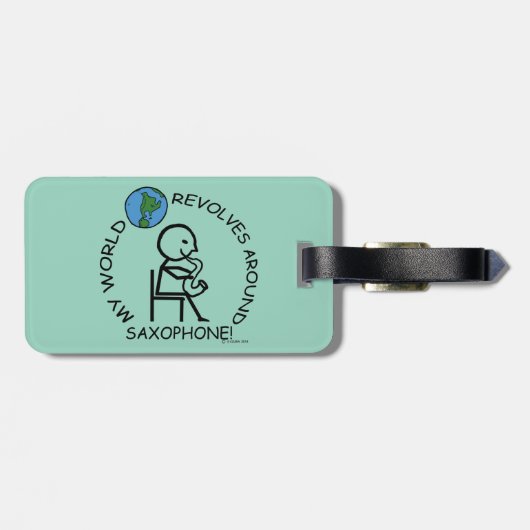 Saxophon - Weltumdrehungen Gepäckanhänger (Rückseite horizontal)