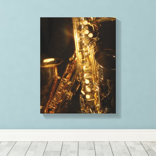 Saxophon Wrapped Canvas Print Leinwanddruck (Insitu (Holzboden))