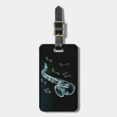 Saxophone And Music Notes Gepäckanhänger (Vorderseite vertikal)