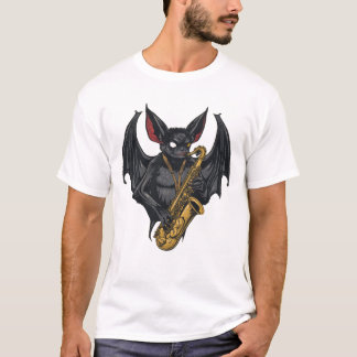 Saxophone Bat: Jazz Vibes in Dunkler Kunst T-Shirt