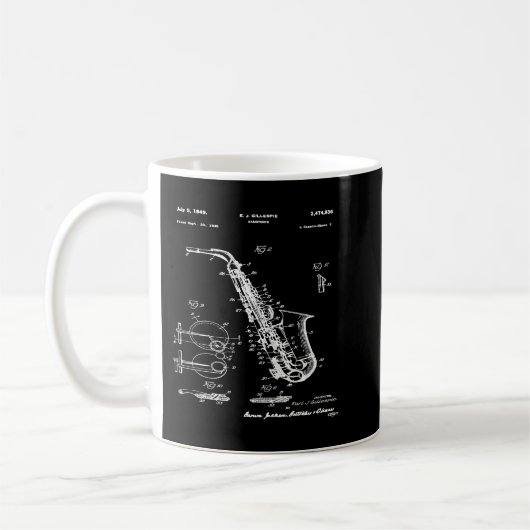 Saxophone Blueprint Graphics Kaffeetasse (Links)