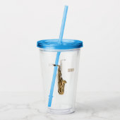 Saxophone Cartoon Illustration Acryltrinkbecher (Rückseite)