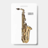 Saxophone Cartoon Illustration Ausweis (Rückseite)