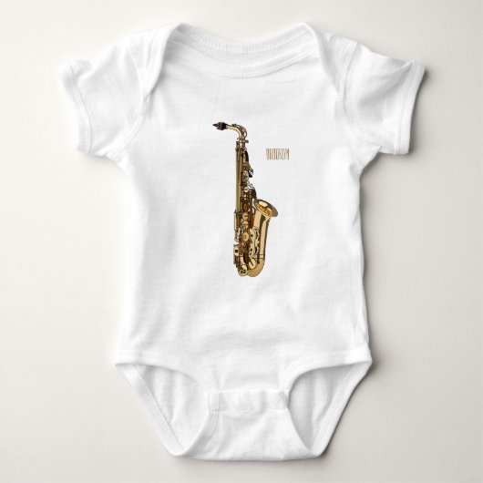 Saxophone Cartoon Illustration Baby Strampler (Vorderseite)