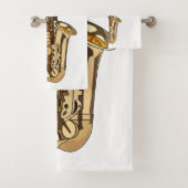Saxophone Cartoon Illustration Badhandtuch Set (Insitu)