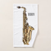 Saxophone Cartoon Illustration Badhandtuch Set (Handtuch)
