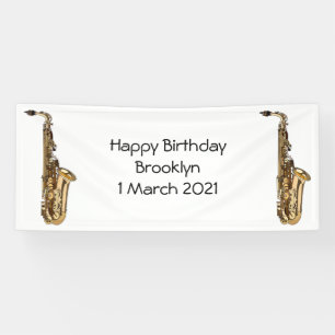 Saxophone Cartoon Illustration Banner