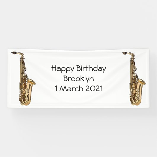 Saxophone Cartoon Illustration Banner (Horizontal)