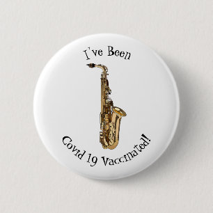 Saxophone Cartoon Illustration Button