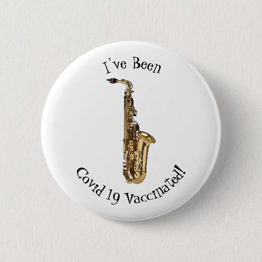 Saxophone Cartoon Illustration Button (Vorderseite)