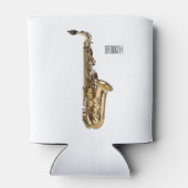 Saxophone Cartoon Illustration Dosenkühler (Rückseite)