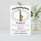 Saxophone Cartoon Illustration Einladung (Stehend Vorderseite)