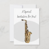 Saxophone Cartoon Illustration Einladung (Rückseite)