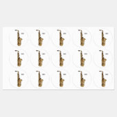 Saxophone Cartoon Illustration Etiketten (Blatt)