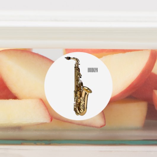 Saxophone Cartoon Illustration Etiketten (Befestigt)
