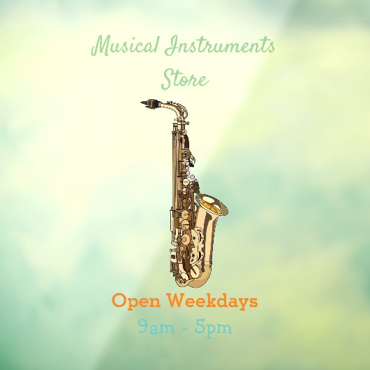 Saxophone Cartoon Illustration Fensteraufkleber (Blatt 3)