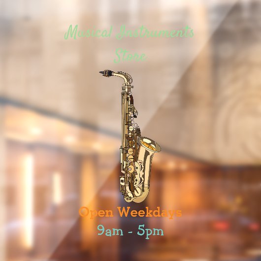 Saxophone Cartoon Illustration Fensteraufkleber (Blatt 2)