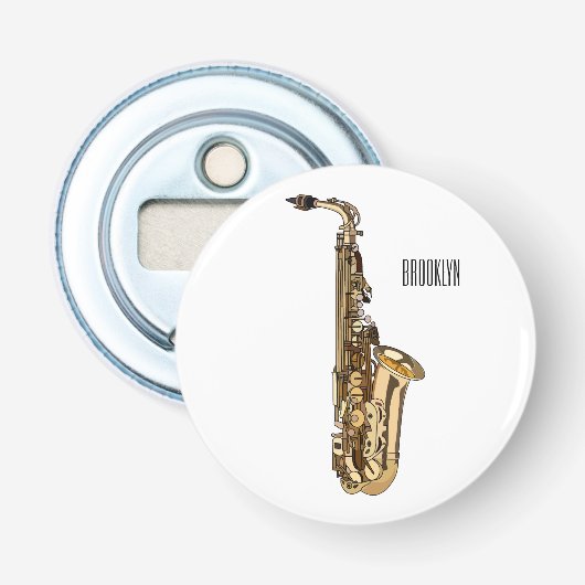 Saxophone Cartoon Illustration Flaschenöffner (Vorderseite)