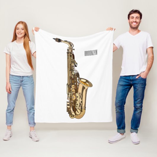 Saxophone Cartoon Illustration Fleecedecke (Beispiel)