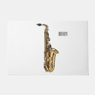 Saxophone Cartoon Illustration Fußmatte