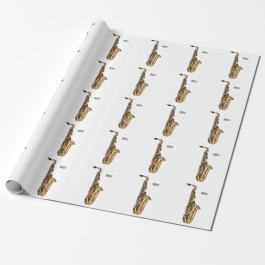 Saxophone Cartoon Illustration Geschenkpapier (Ungerollt)