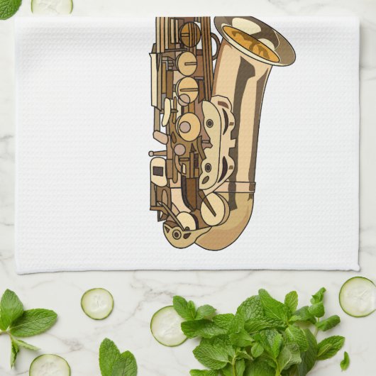 Saxophone Cartoon Illustration Geschirrtuch (Gefaltet)