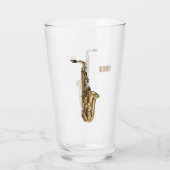 Saxophone Cartoon Illustration Glas (Rückseite)