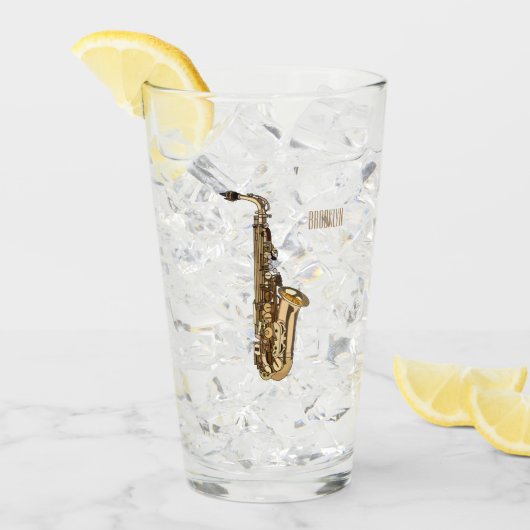 Saxophone Cartoon Illustration Glas (Vorderseite Ice)