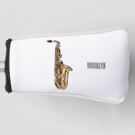 Saxophone Cartoon Illustration Golf Headcover (Vorderseite)