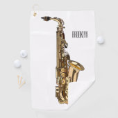 Saxophone Cartoon Illustration Golfhandtuch (Insitu)