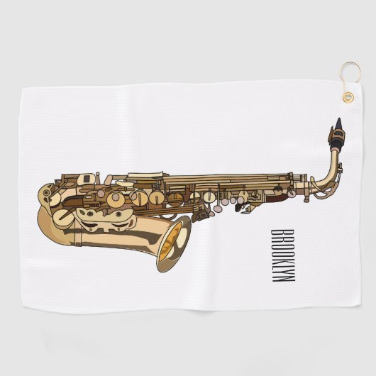 Saxophone Cartoon Illustration Golfhandtuch (Horizontal)