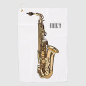 Saxophone Cartoon Illustration Golfhandtuch (Vorderseite)