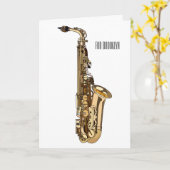 Saxophone Cartoon Illustration Karte (Gelbe Blume)
