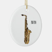 Saxophone Cartoon Illustration Keramik Ornament (Rechts)