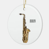 Saxophone Cartoon Illustration Keramik Ornament (Links)