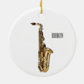 Saxophone Cartoon Illustration Keramik Ornament (Hinten)