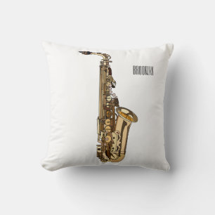 Saxophone Cartoon Illustration Kissen