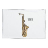 Saxophone Cartoon Illustration Kissenbezug (Rückseite)