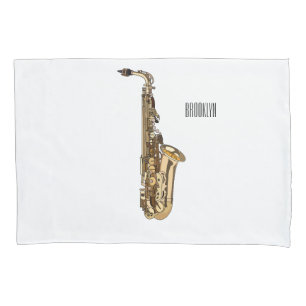 Saxophone Cartoon Illustration Kissenbezug