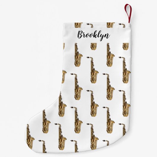 Saxophone Cartoon Illustration Kleiner Weihnachtsstrumpf (Rückseite)