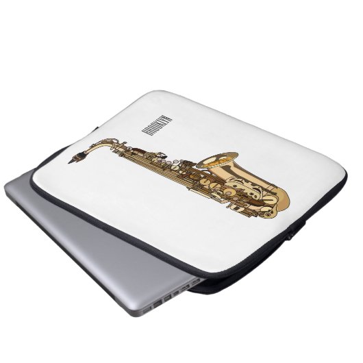 Saxophone Cartoon Illustration Laptopschutzhülle (Vorne Knopf)