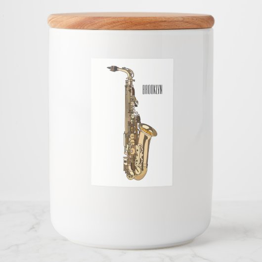 Saxophone Cartoon Illustration Lebensmitteletikett (Vorderseite)