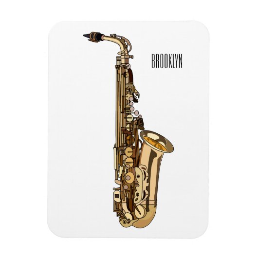 Saxophone Cartoon Illustration Magnet (Vertikal)