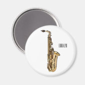 Saxophone Cartoon Illustration Magnet (Vorderseite/Rückseite)